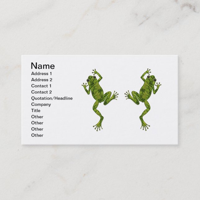 Green Climbing Tree Frog Business Card (Front)