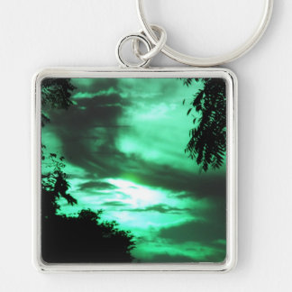 Green clouded sunrise keychain