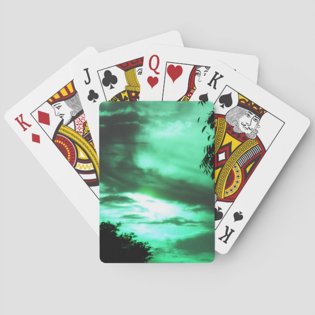 Green Clouded Sunrise Playing cards (Back)