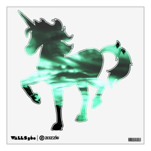 Green clouded Unicorn wall decal