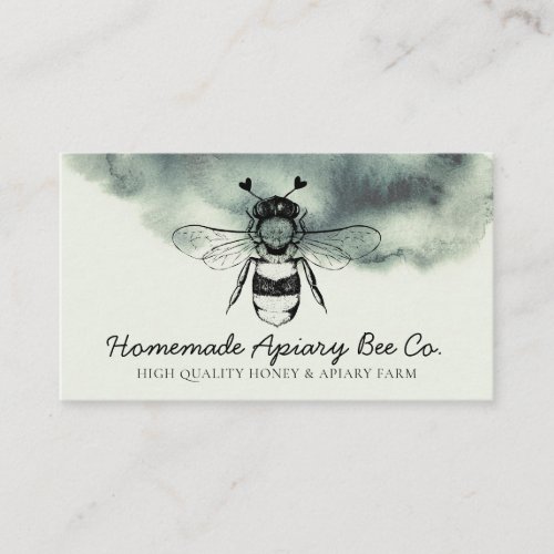 Green Cloudy Heart Apiary Honey Bee Business Card