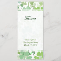 Green Clover All Over Wedding Menu Rack Card