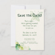 Green Clover And Butterfly Corners Save The Date Invitation at Zazzle