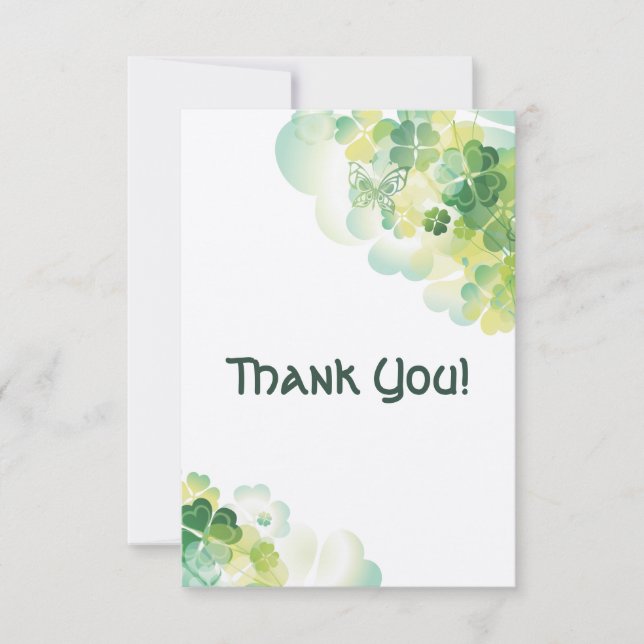 Green Clover and Butterfly Corners Thank You (Front)