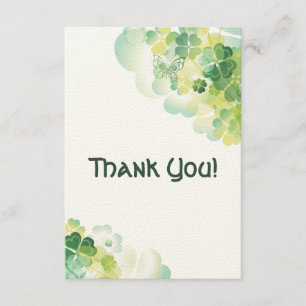 Green Clover and Butterfly Corners Thank You Card