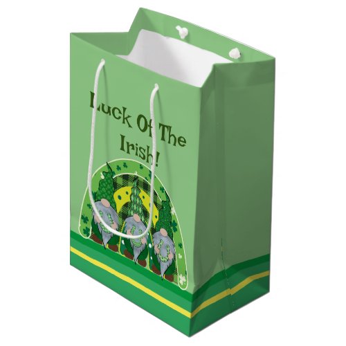 Green Clover And Lucky Gnomes Medium Gift Bag