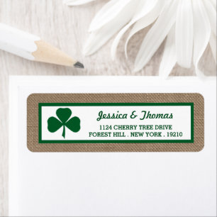 Green Clover & Burlap St. Patrick's Day Label