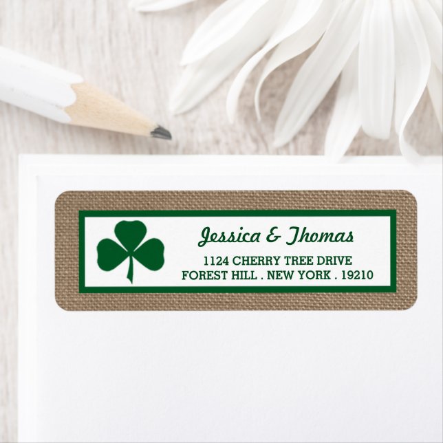 Green Clover & Burlap St. Patrick's Day Label (Insitu)