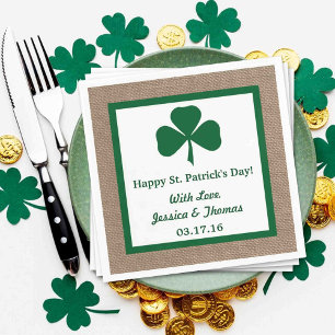Green Clover & Burlap St. Patrick's Day Napkins