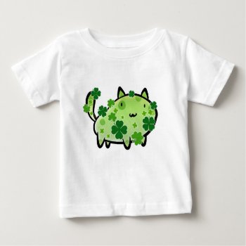 Green Clover Cat Infant T-shirt by saradaboru at Zazzle