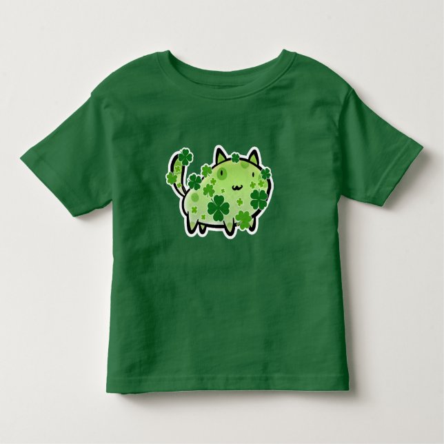 Green Clover Cat Toddler T-shirt (Front)