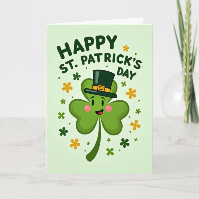 Green Clover Celebration Card (Front)