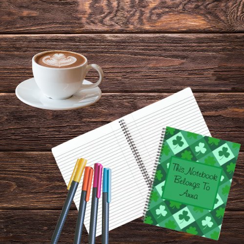 Green Clover Check Spiral Notebook