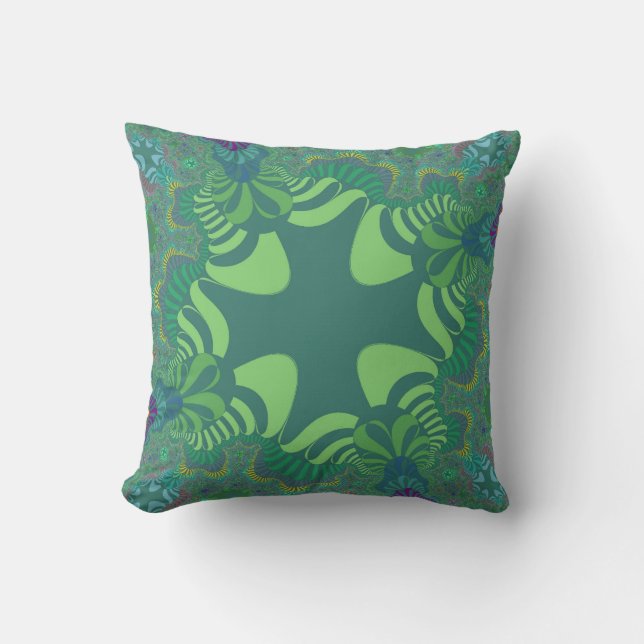 Green Clover Cross Throw Pillow (Front)