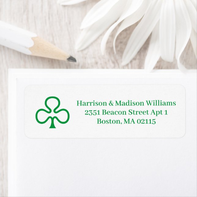 Green clover custom Irish pride Return Address Label (Insitu)