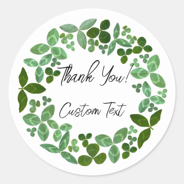 Green Clover - Customizable green lucky charm  Classic Round Sticker (Front)