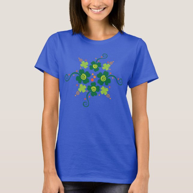Green Clover Flowers T-Shirt (Front)
