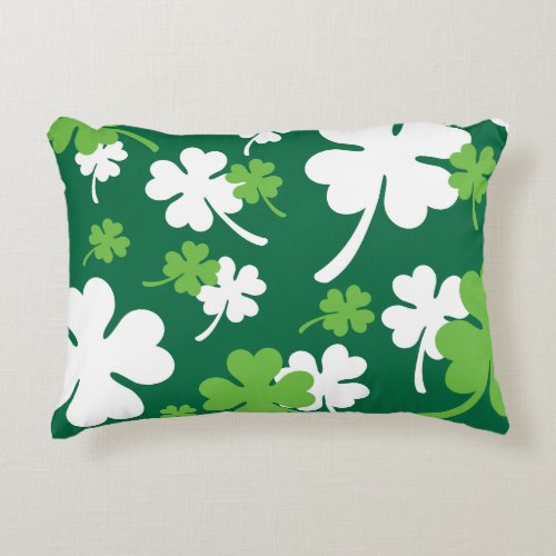 Green clover four leaves St Patricks Day Accent Pillow
