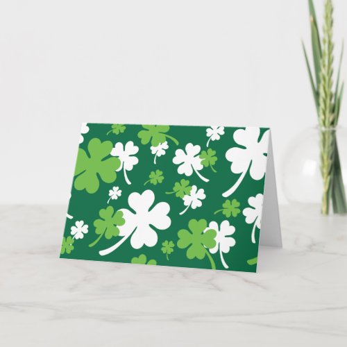 Green clover four leaves St Patricks Day Card