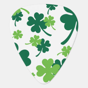 Green clover four leaves. St. Patrick's Day Guitar Pick