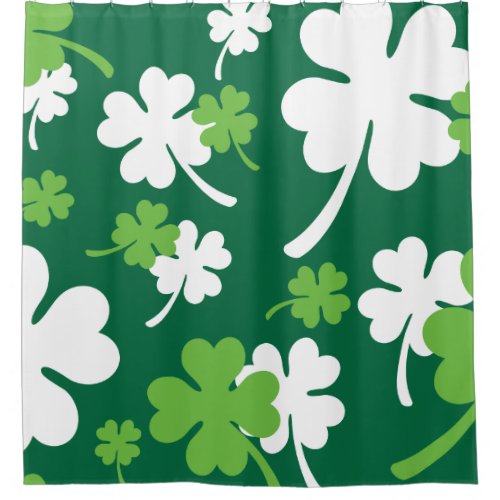 Green clover four leaves St Patricks Day Shower Curtain