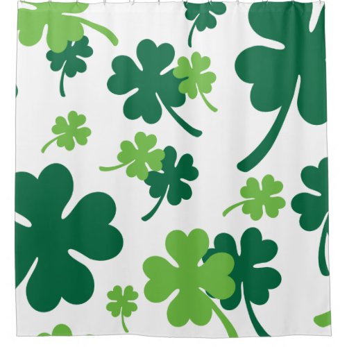 Green clover four leaves St Patricks Day Shower Curtain