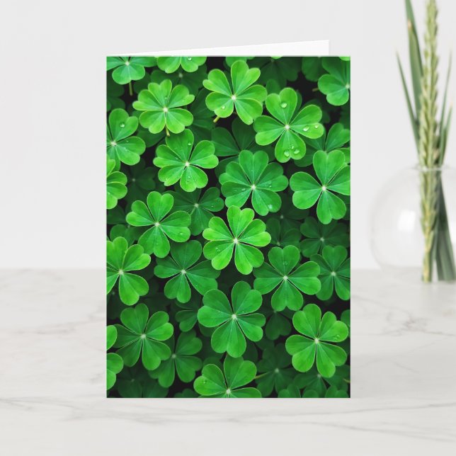 Green Clover Fresh Wishes Card (Front)