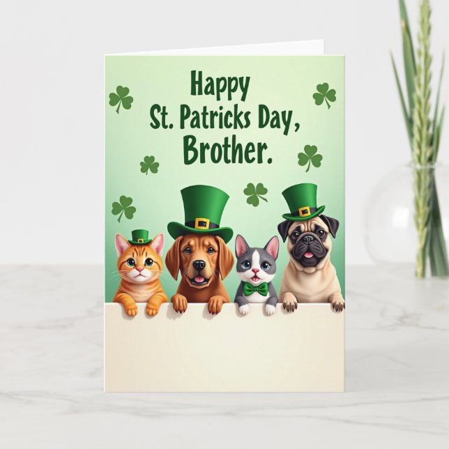 Green Clover Friends Holiday Card (Front)