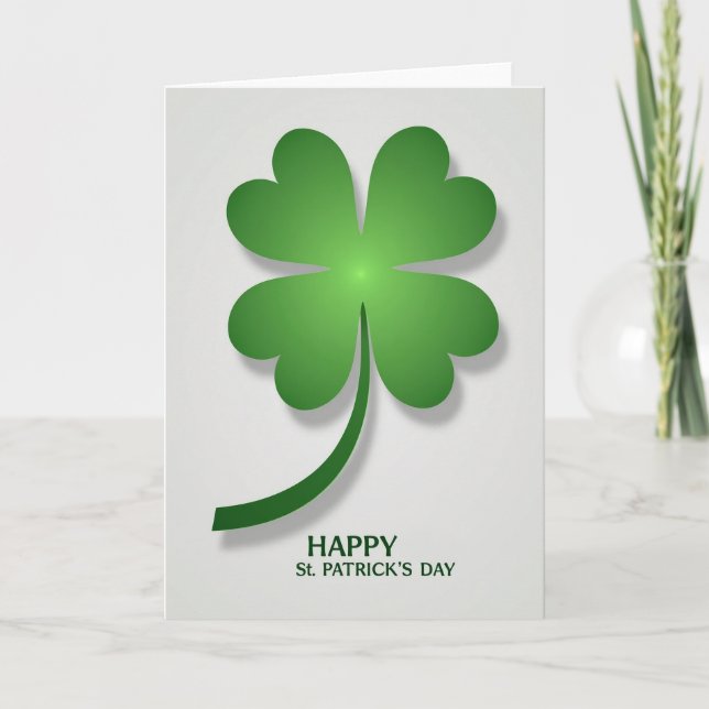 Green Clover Glows St Patricks Day Card (Front)