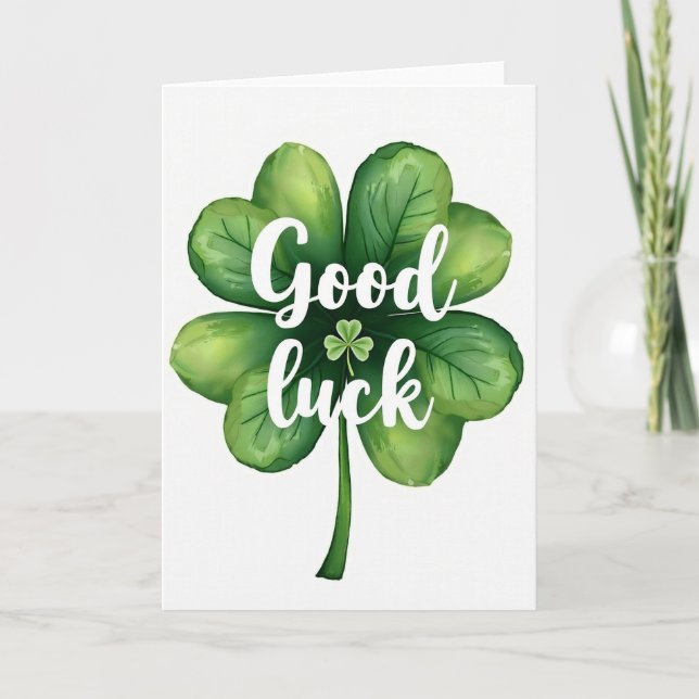 Green Clover Good Luck Card (Front)