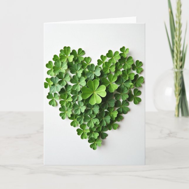 Green Clover Heart Love Card (Front)