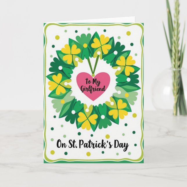 Green Clover Heart Pattern Card (Front)