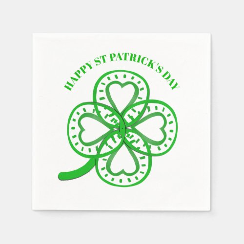 Green Clover Heart St Patricks Day Paper N Napkins