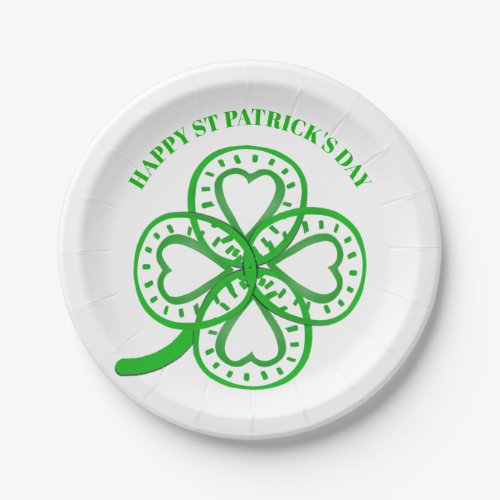 Green Clover Heart St Patricks Day Paper P Paper Plates