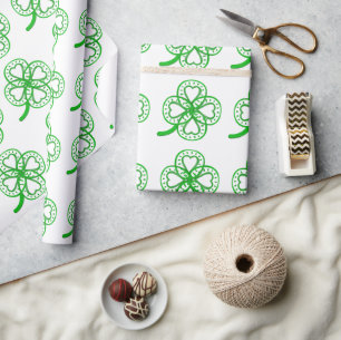 Green Clover Heart St Patty Choose color Wrapping Wrapping Paper