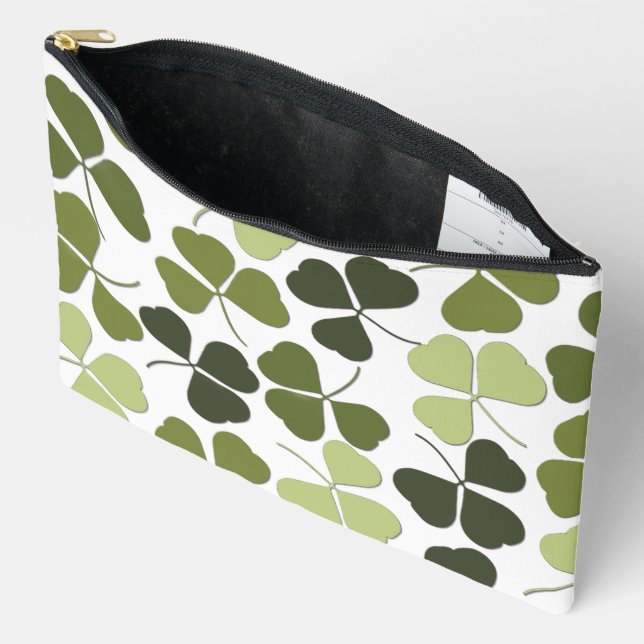 Green Clover in a Variety of Shades Accessory Pouch (Open)