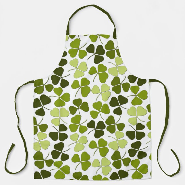 Green Clover in a Variety of Shades Apron (Front)