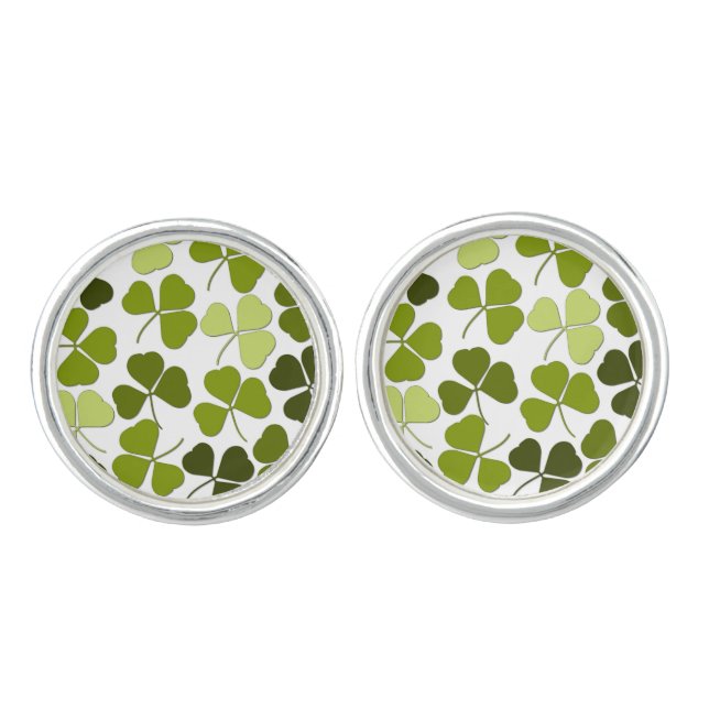 Green Clover in a Variety of Shades Cufflinks (Front)