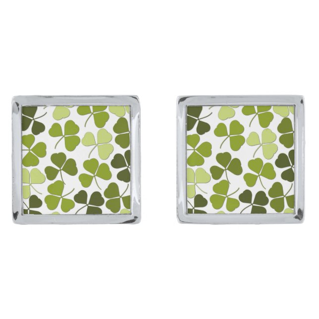 Green Clover in a Variety of Shades Cufflinks (Front)