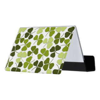 Green Clover in a Variety of Shades Desk Business Card Holder