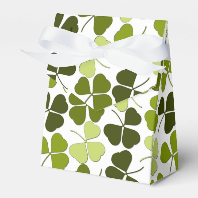 Green Clover in a Variety of Shades Favor Boxes (Front Side)