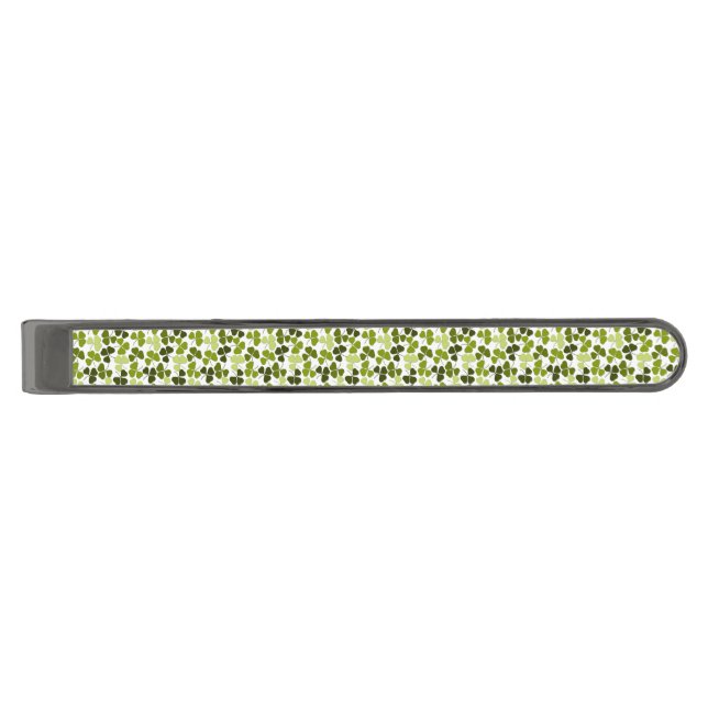 Green Clover in a Variety of Shades Gunmetal Finish Tie Bar (Front)