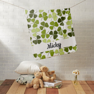 Green Clover in a Variety of Shades Name Baby Blanket