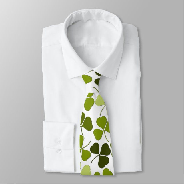 Green Clover in a Variety of Shades Neck Tie (Tied)
