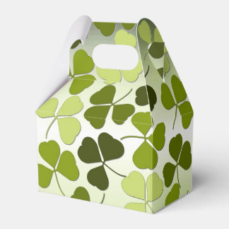 Green Clover in a Variety of Shades on Green Shine Favor Boxes