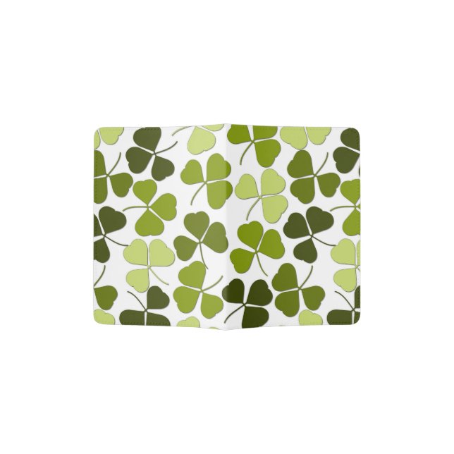 Green Clover in a Variety of Shades Passport Holder (Opened)
