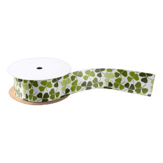 Green Clover in a Variety of Shades Satin Ribbon