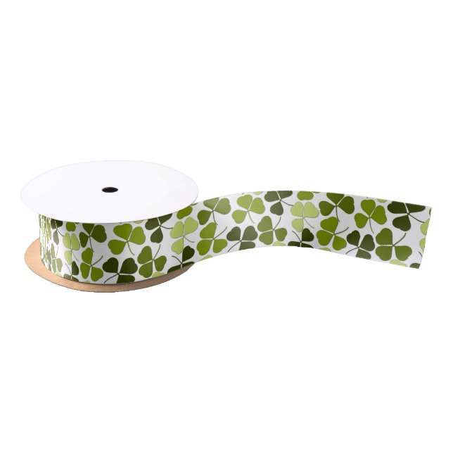 Green Clover in a Variety of Shades Satin Ribbon (Spool)