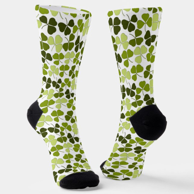 Green Clover in a Variety of Shades Socks (Angled)