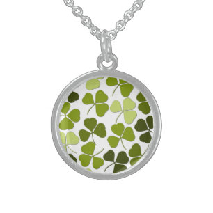 Green Clover in a Variety of Shades Sterling Silver Necklace